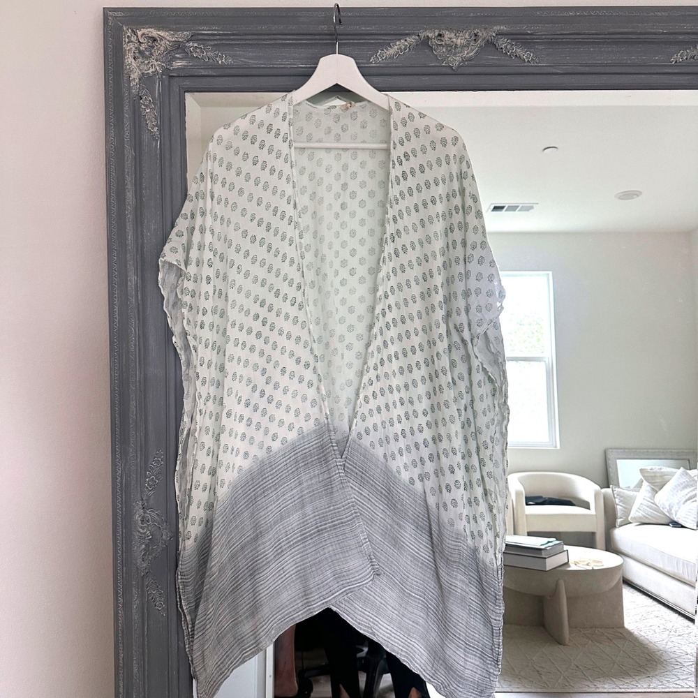 Anthropologie Raj Printed Cotton Kimono Robe Boho Flowy Lightweight Duster OS